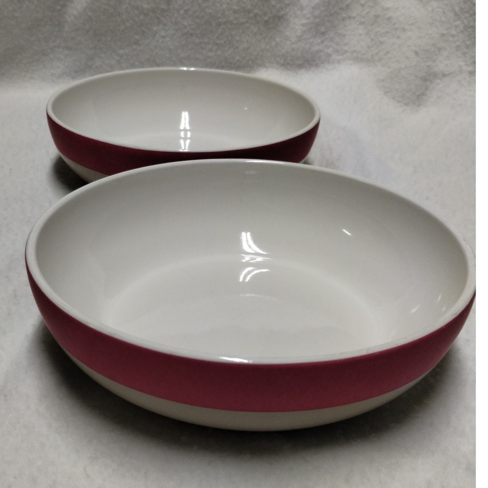 Kate Spade Lenox Pink Rim 8" Salad Pasta Serving Bowls Set of 2 Chic